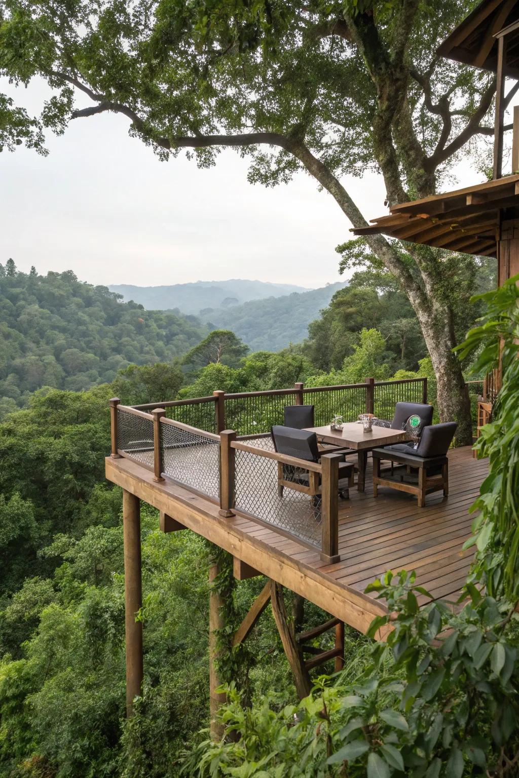 An inviting elevated deck that hides the septic tank beneath.