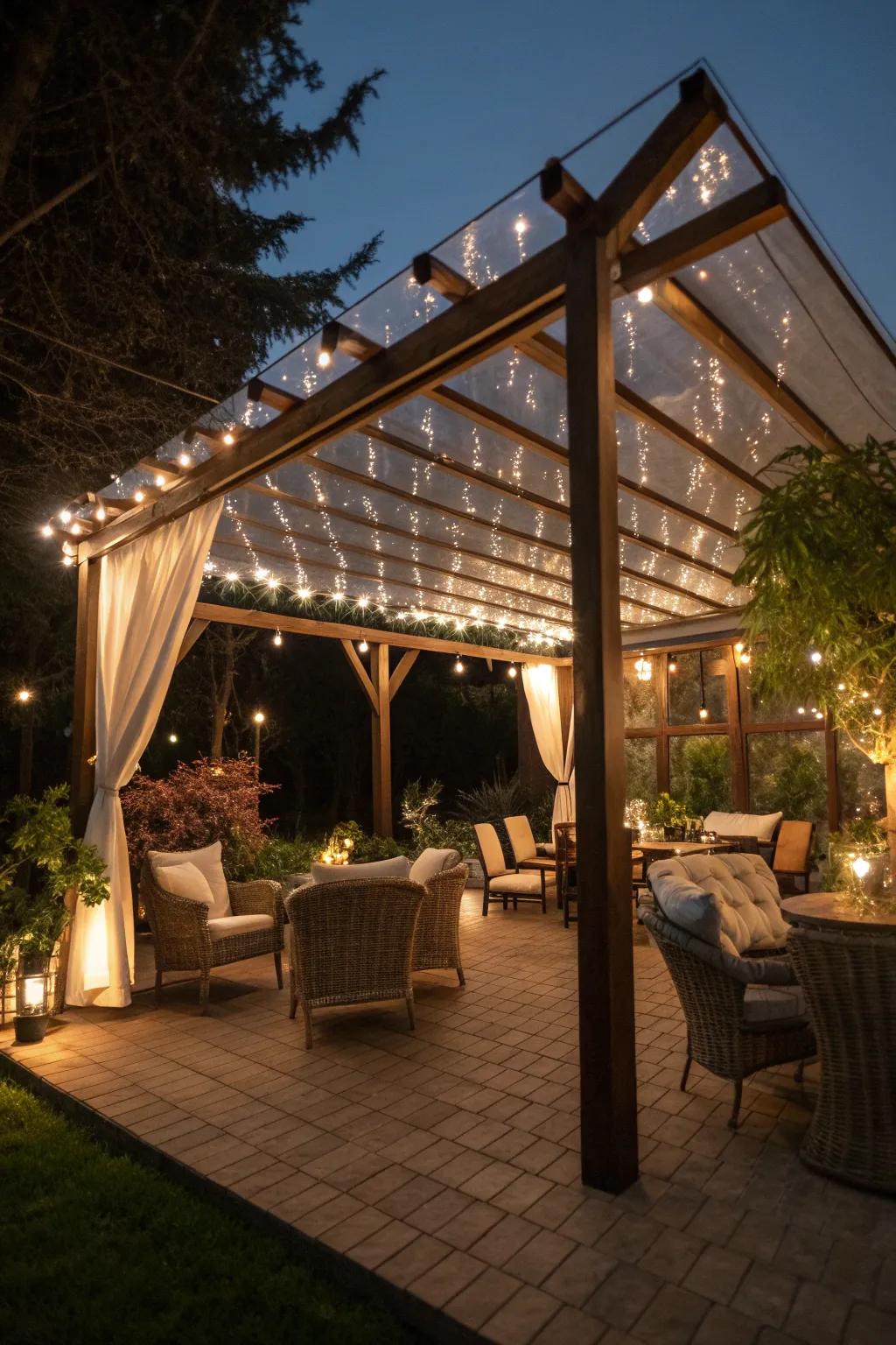 A transparent roof lets you enjoy the stars in comfort.