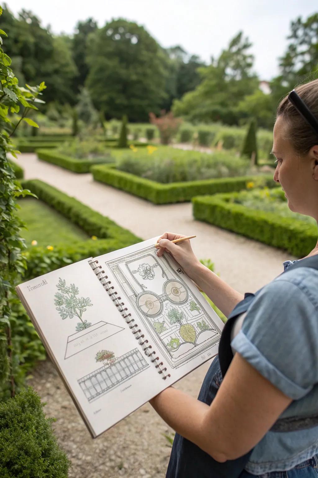 Sketching a garden layout helps visualize your dream garden.