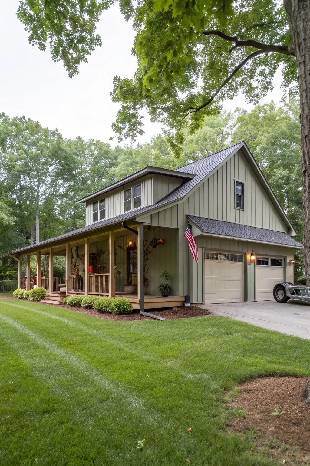 A pole building transformed into a charming residential retreat.