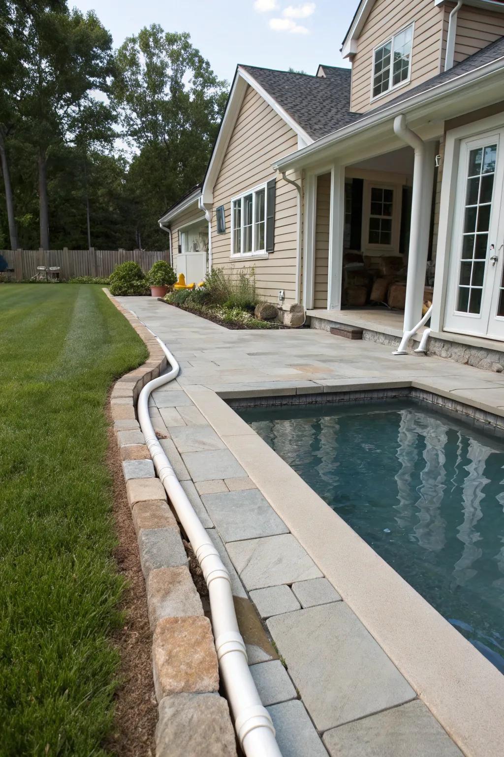 Connecting pool drainage to existing home systems.