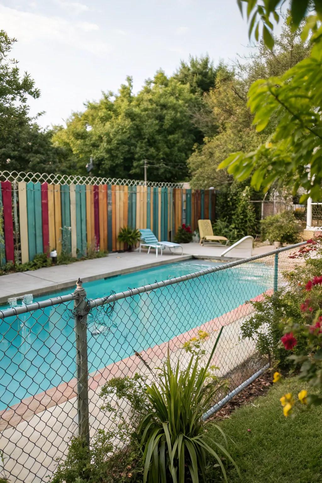 Budget-friendly chain link fence with a colorful twist.