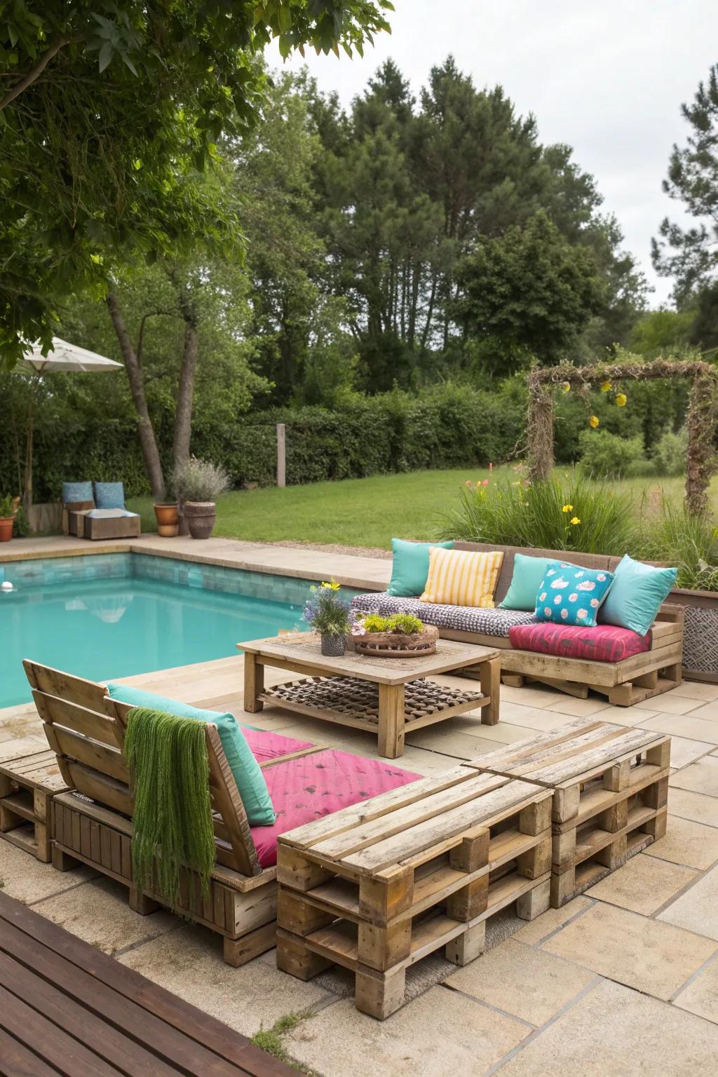 Pallet furniture can offer a chic and eco-friendly seating solution.