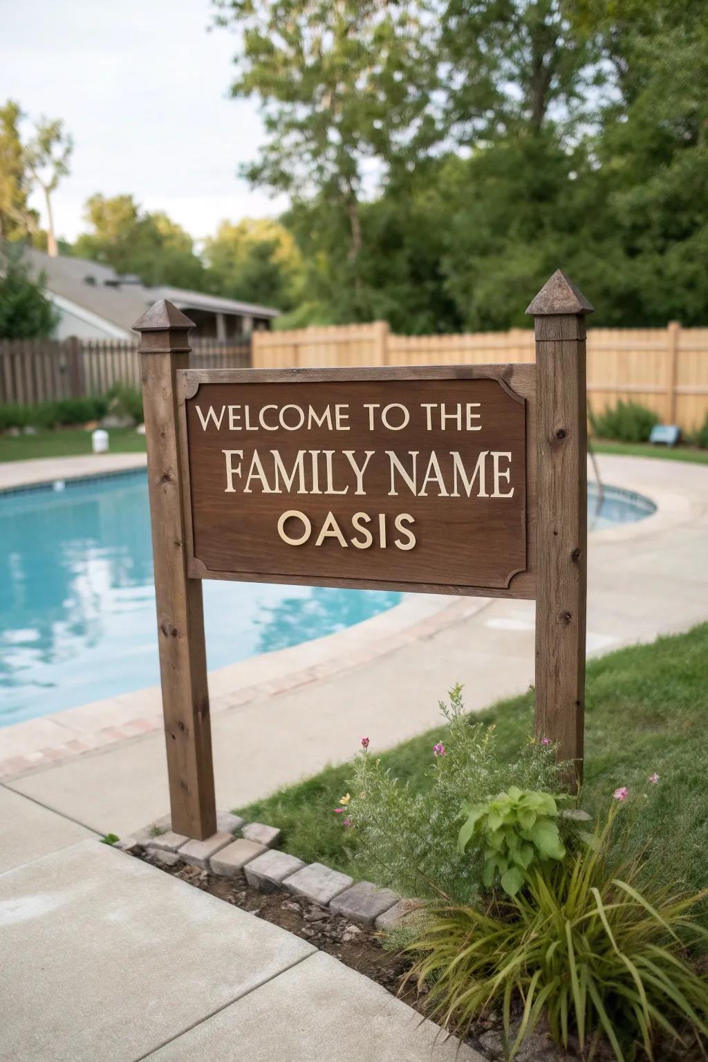 Personalize your poolside with a welcoming touch.