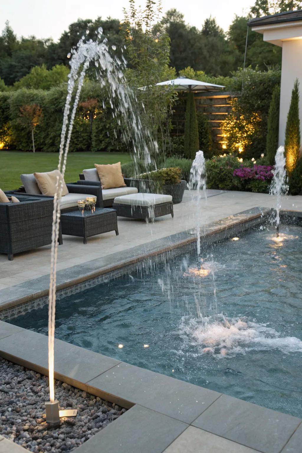 Spouting fountains bring life and energy to your pool.