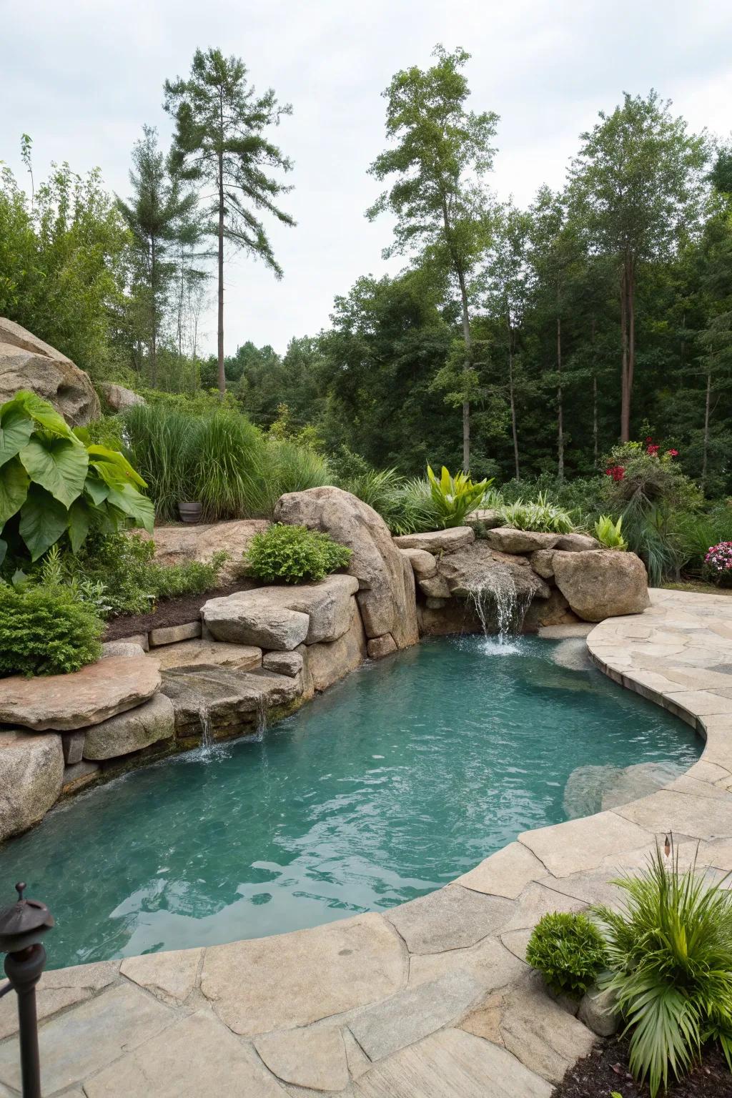 Natural rocks enhance the tranquility and aesthetic of any poolscape.