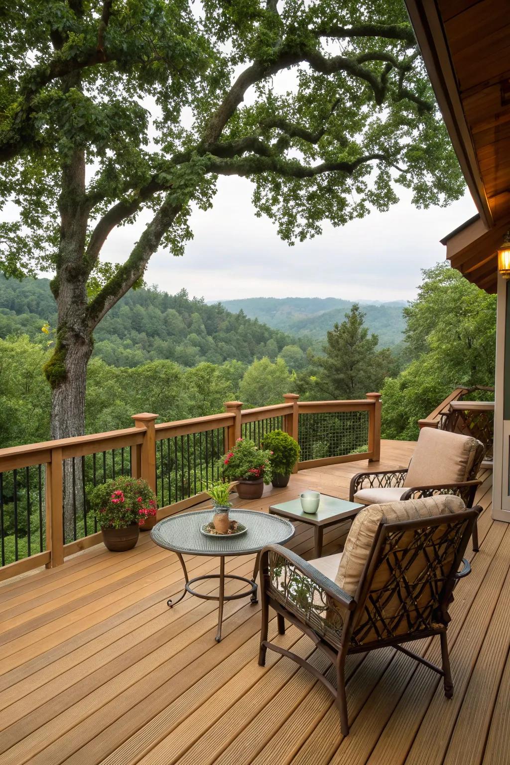 Honey Oak decks offer a timeless warmth that complements any home.