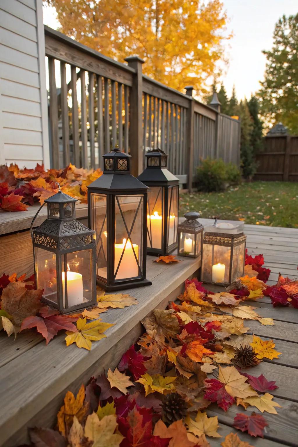 Create visual interest with a layered lantern display.