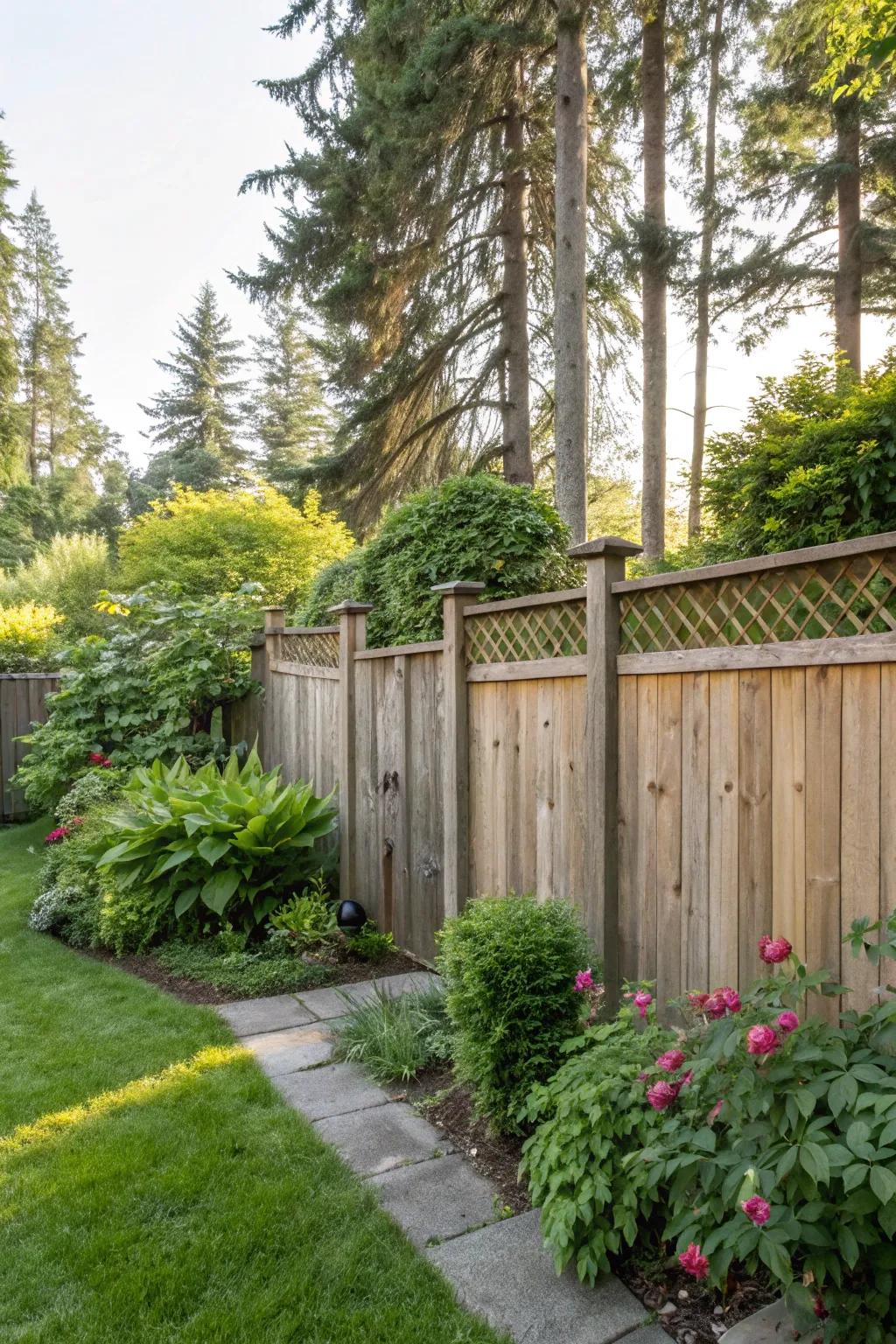 Cedar wood panels providing a classic and warm privacy solution.