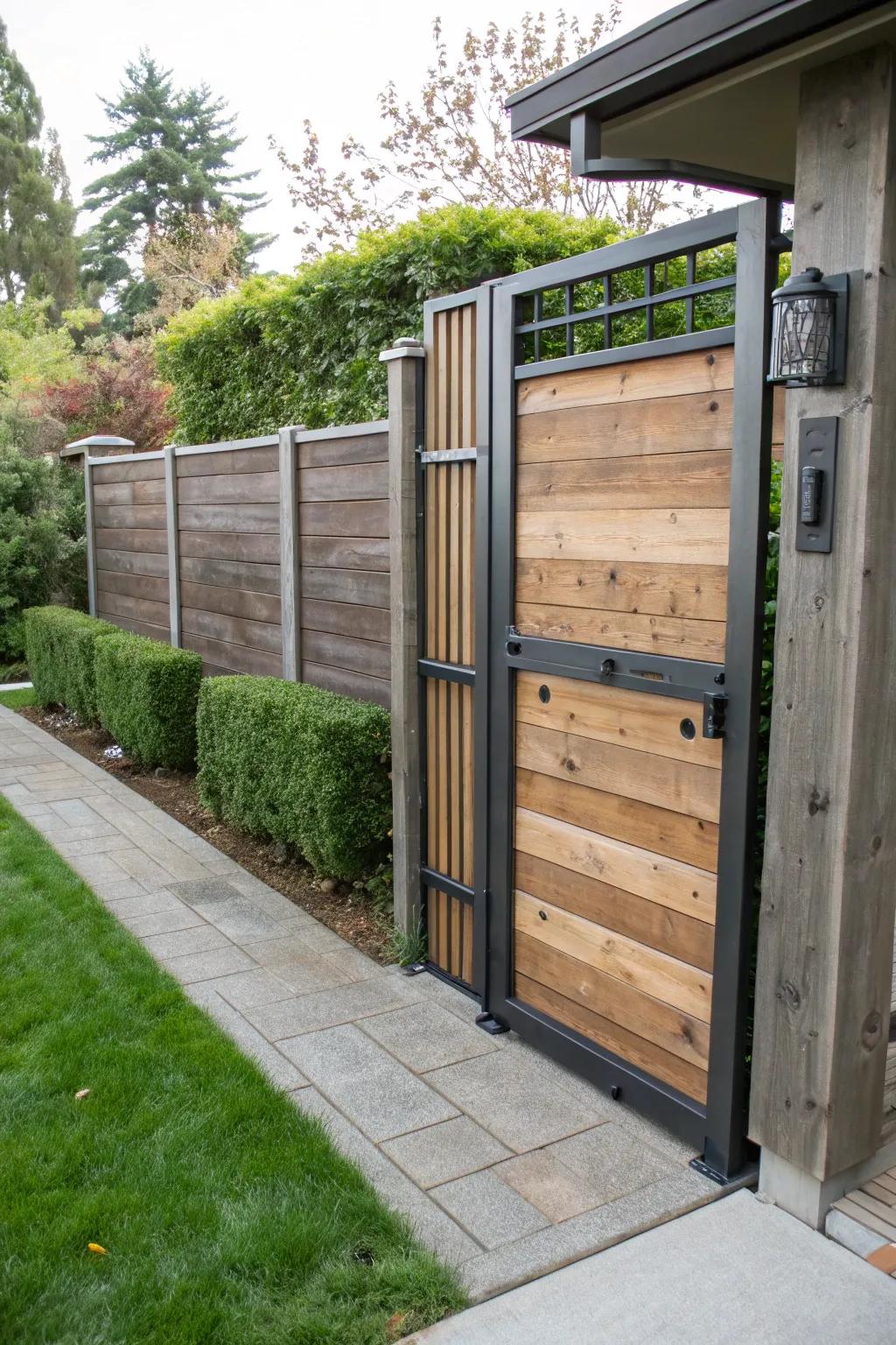 Wood and metal gates: where strength meets style.