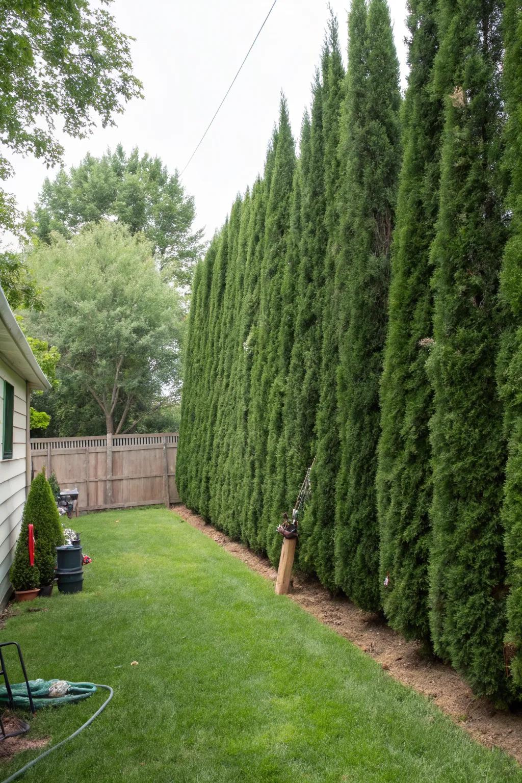 Leyland Cypress trees offer quick privacy with their dense growth.