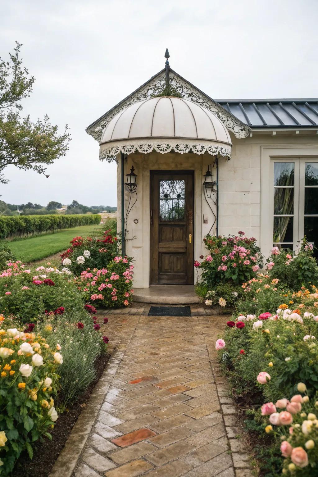 A classic doorway canopy offering protection and style.