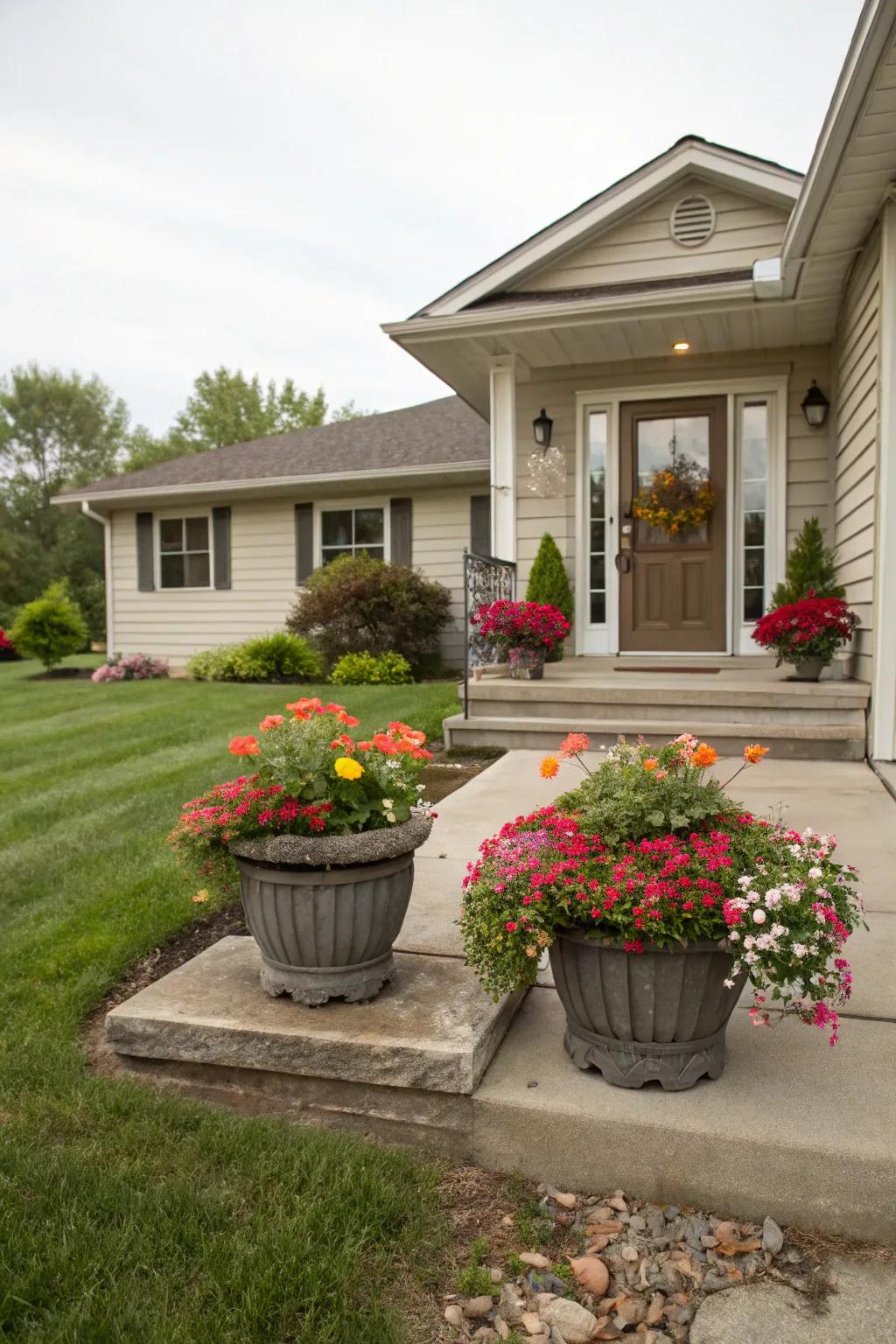 Greenery adds charm and warmth to any entrance.