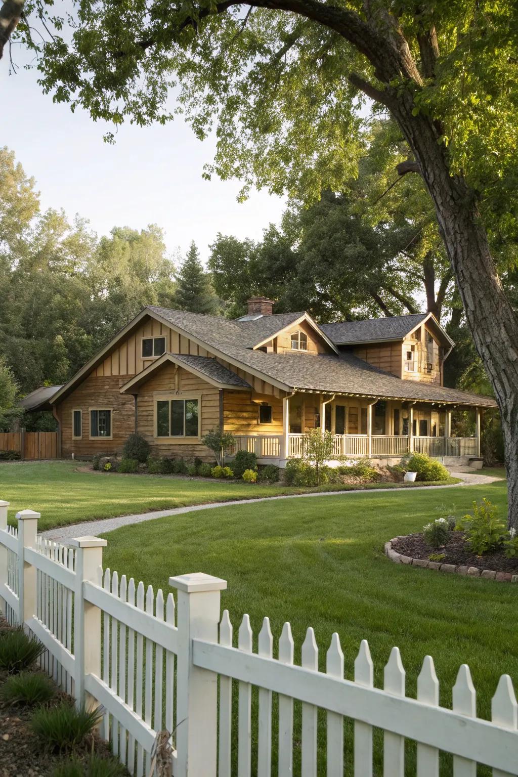 Natural wood siding brings warmth and charm to any ranch home.