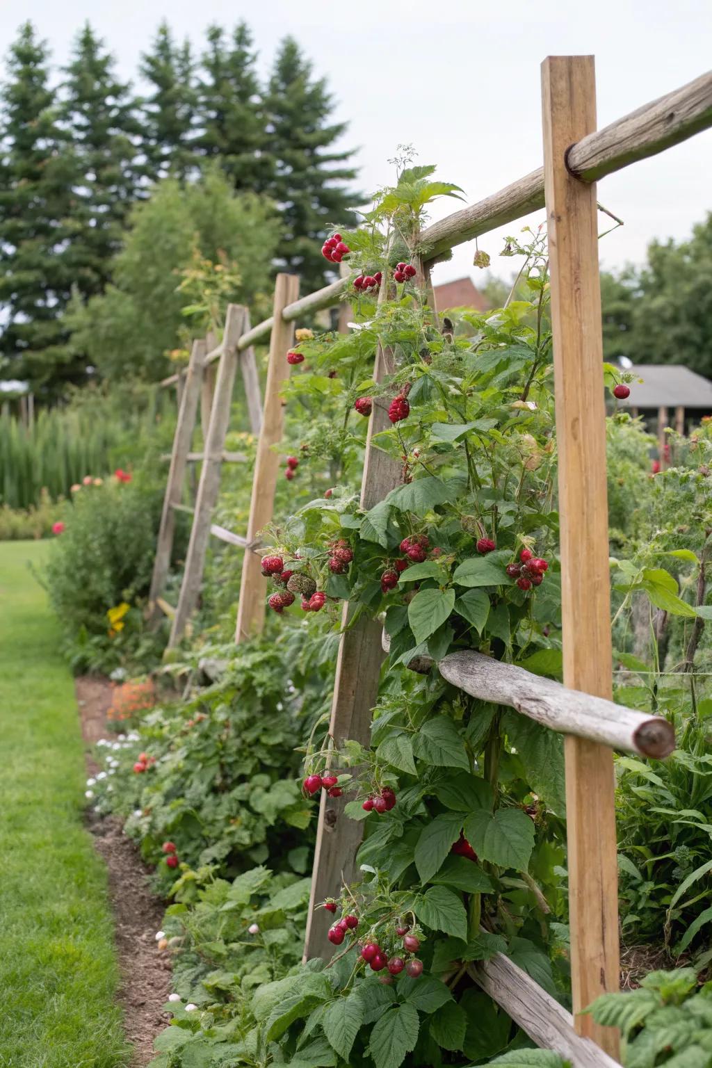 A classic trellis provides both support and beauty to your raspberry patch.
