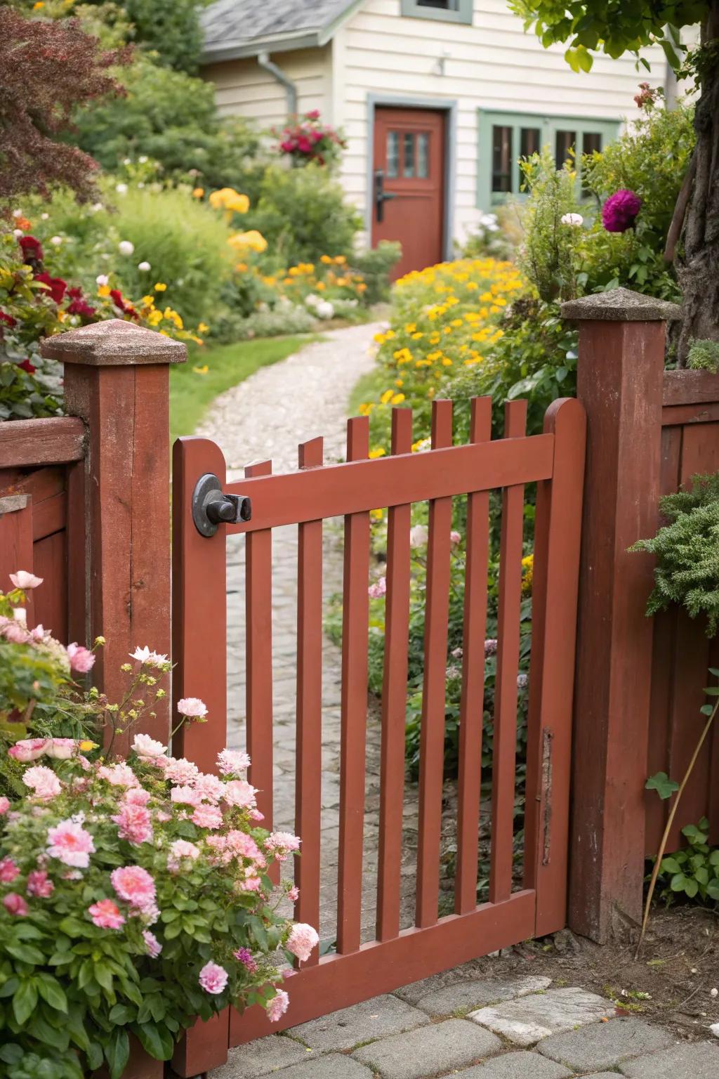 A simple vertical slat gate offering timeless charm.