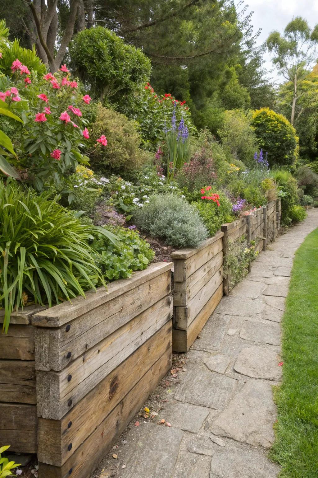 Embrace the warmth and natural beauty of a timber retaining wall.