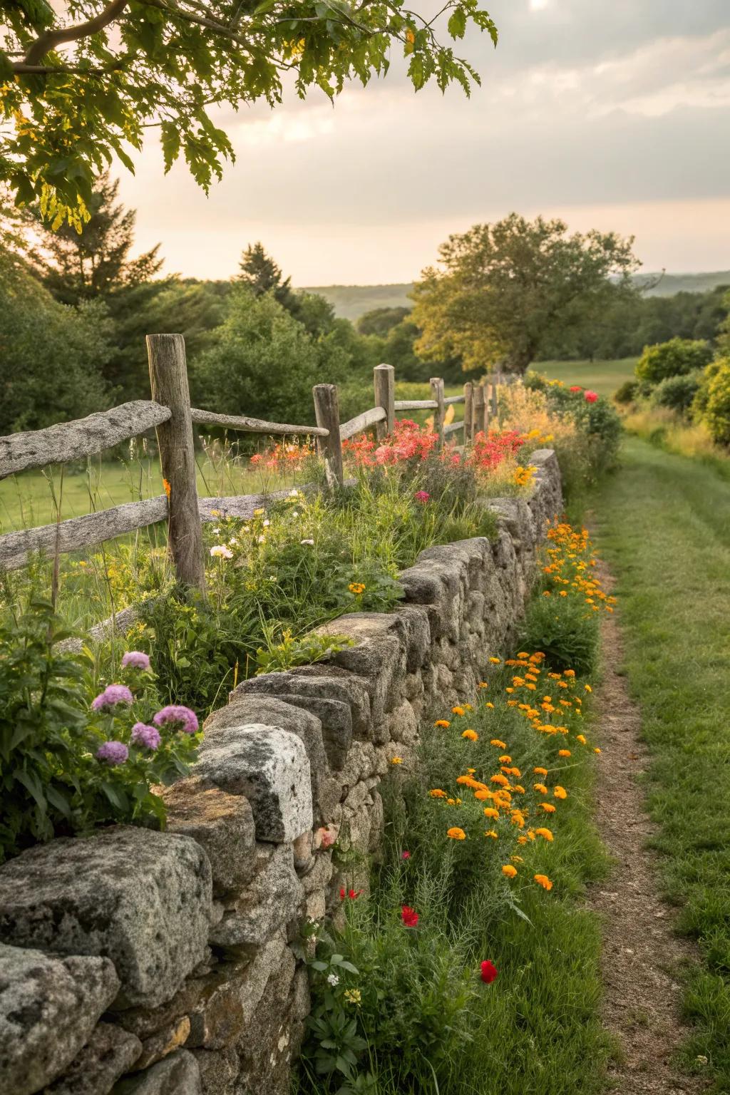 Natural stone walls bring a rustic charm to any garden.