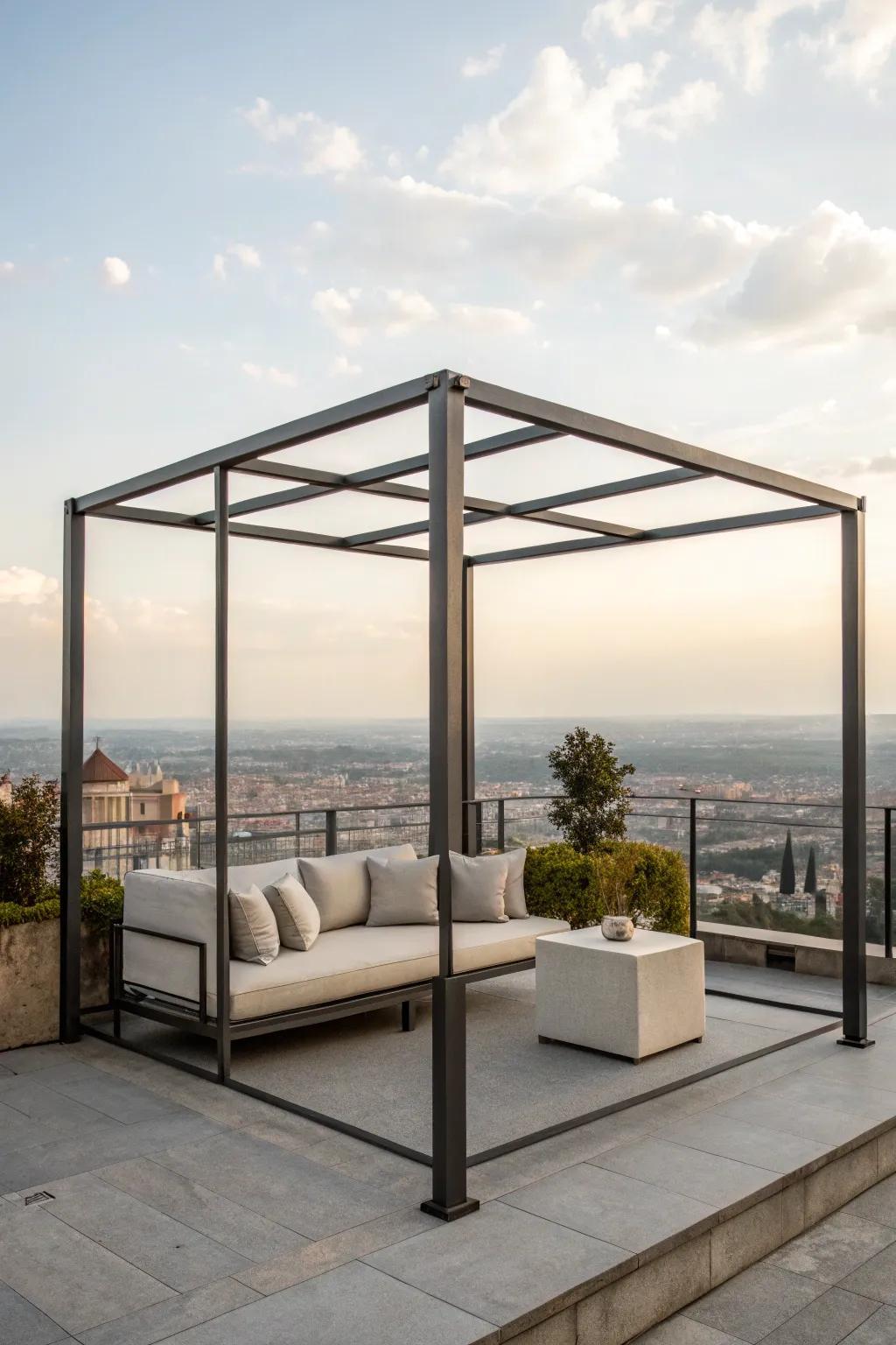 Simplicity meets elegance in this modern minimalist rooftop gazebo.