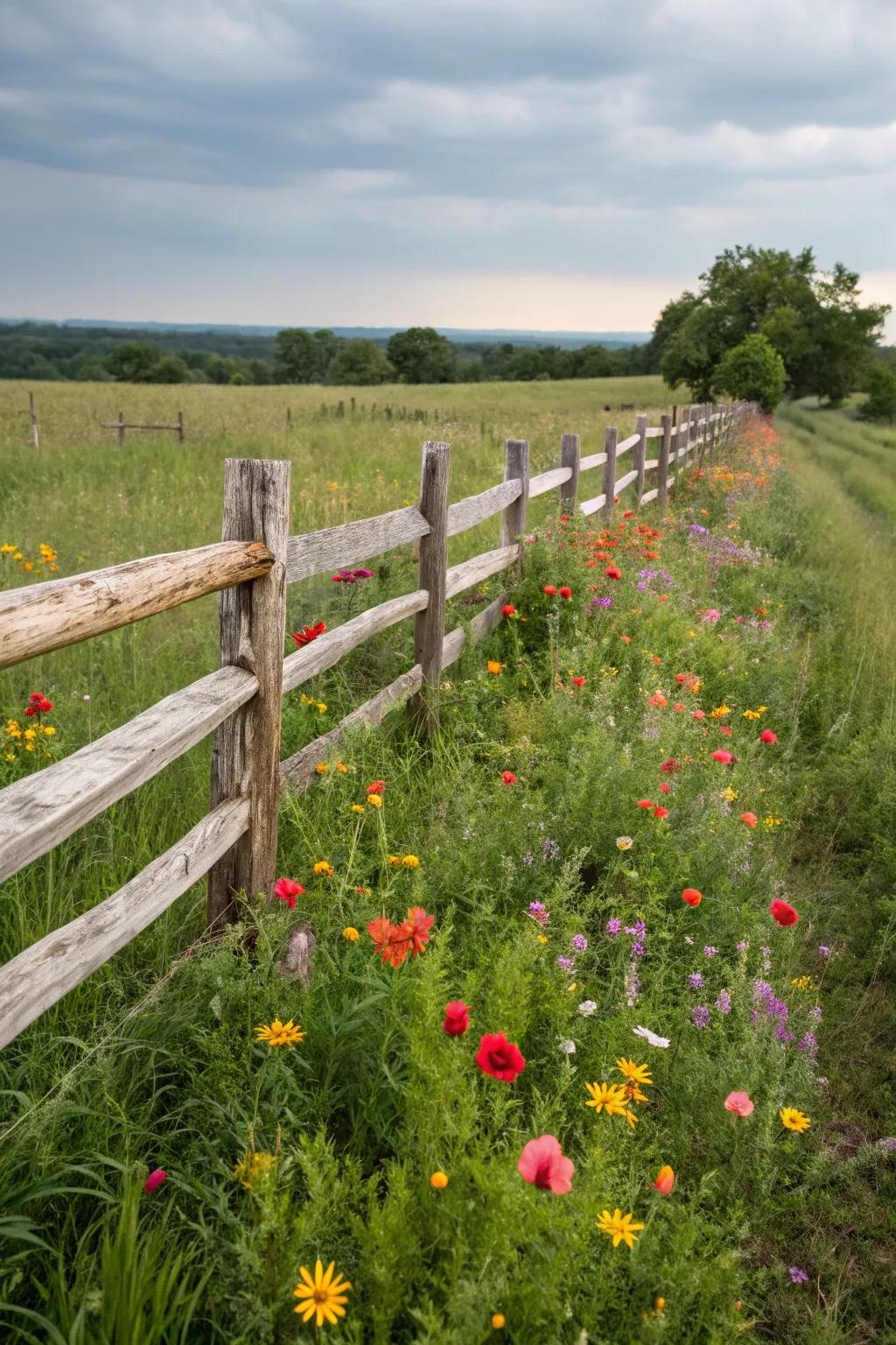 A classic split rail cedar fence in a picturesque meadow.