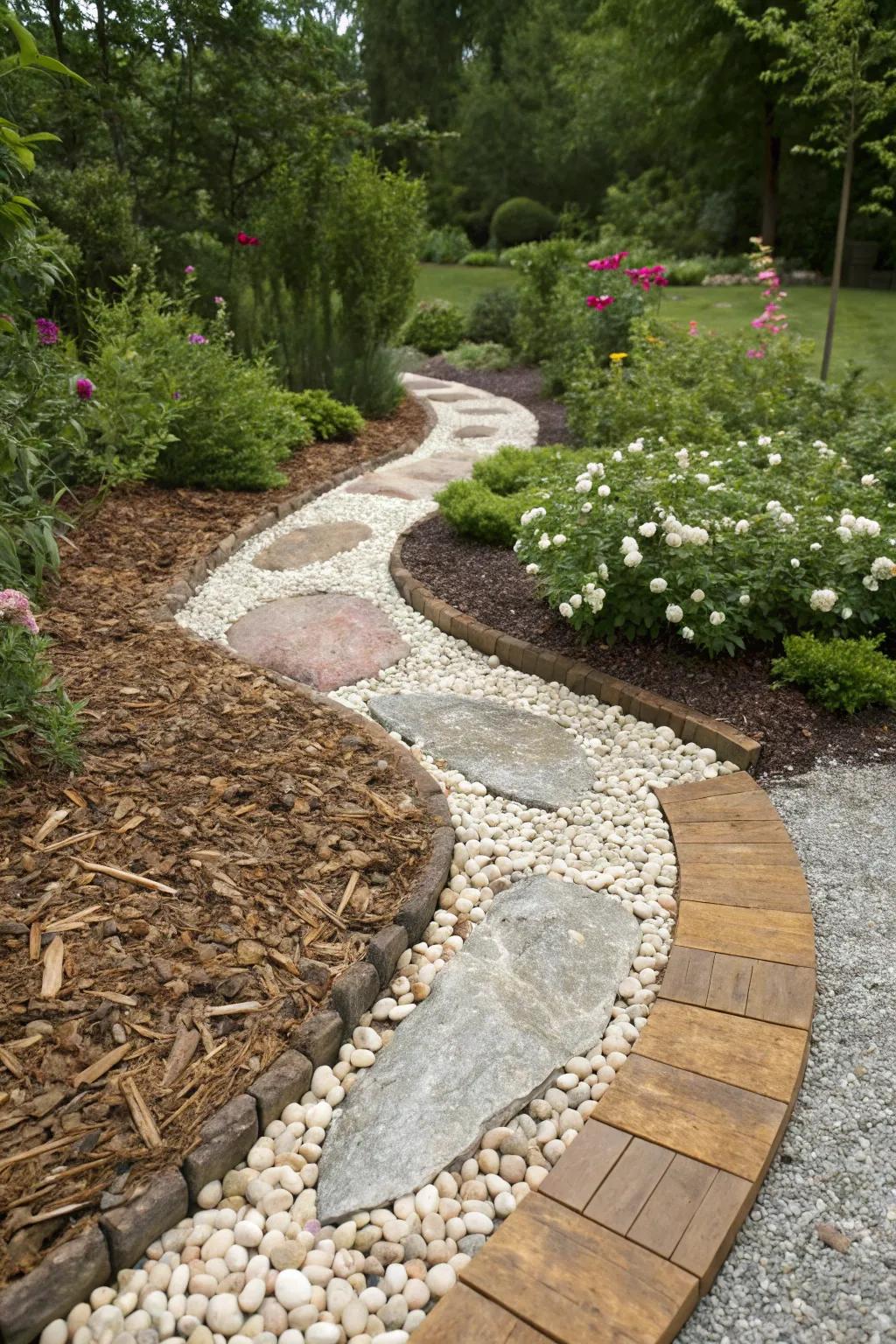A textured garden pathway inviting tactile exploration.