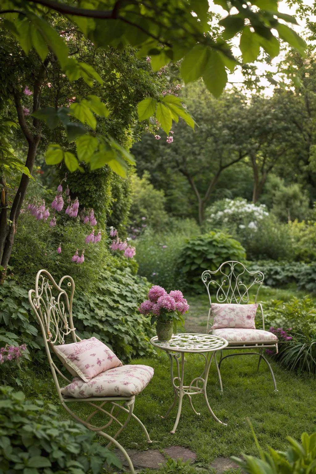 Vintage furniture adds a touch of timeless charm to any garden.