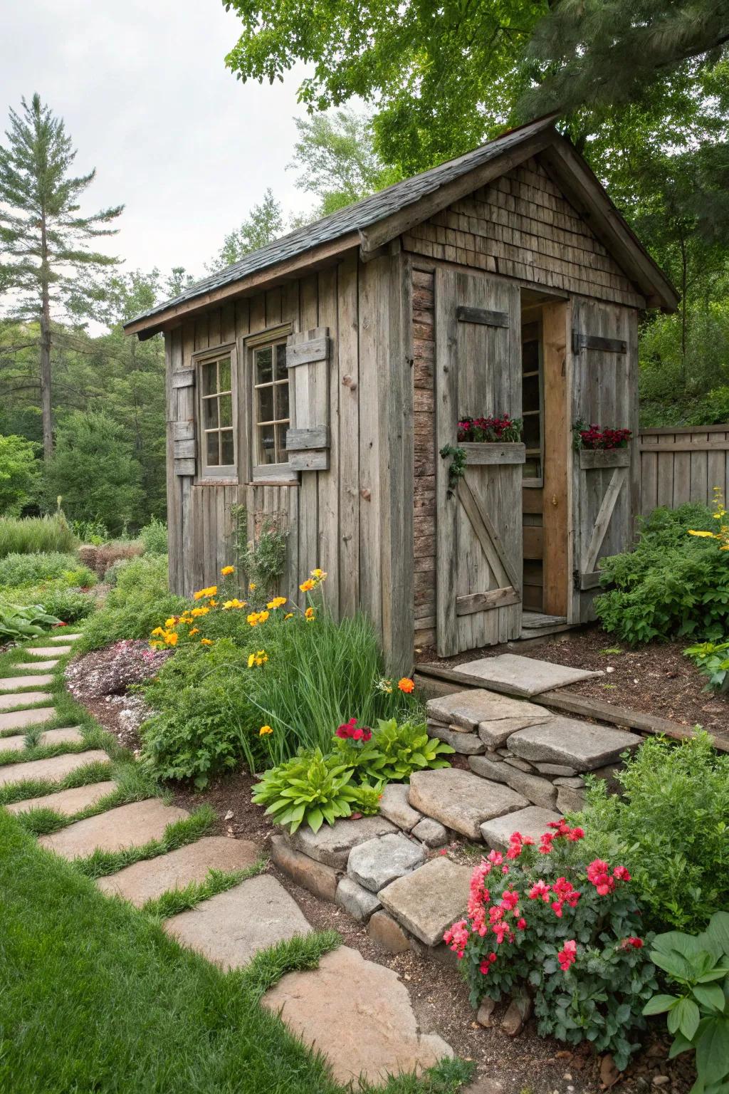 Embrace rustic charm with wooden shutters.