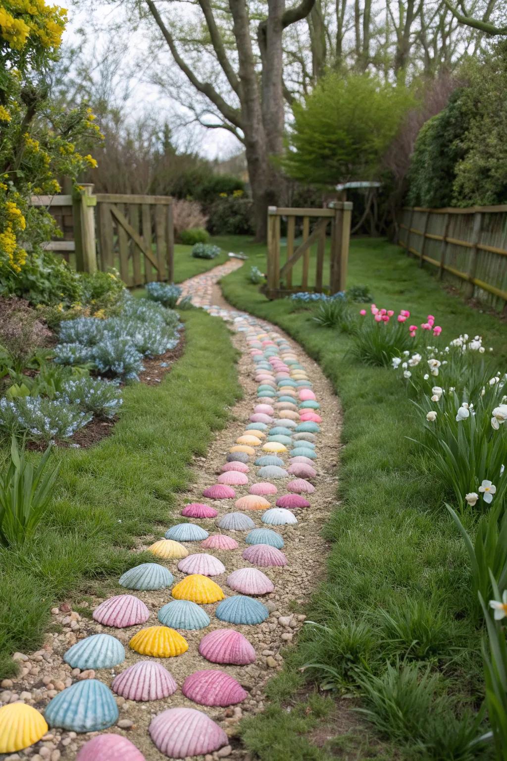 Add coastal charm to your garden with shell-edged paths.
