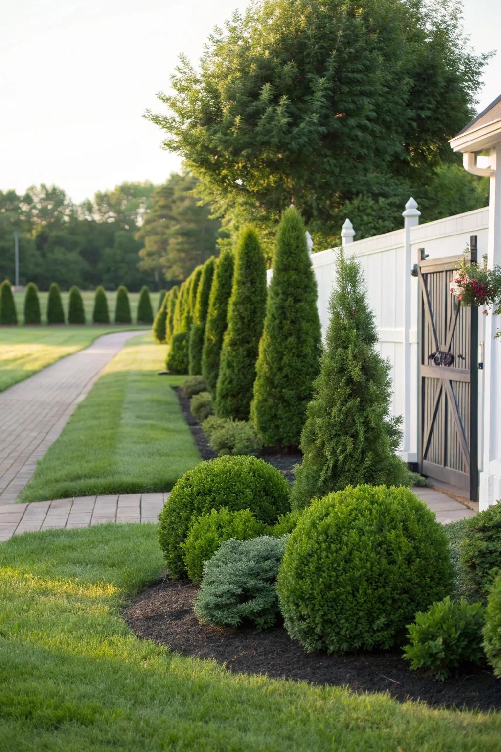 Evergreens keep your front yard vibrant all year long.