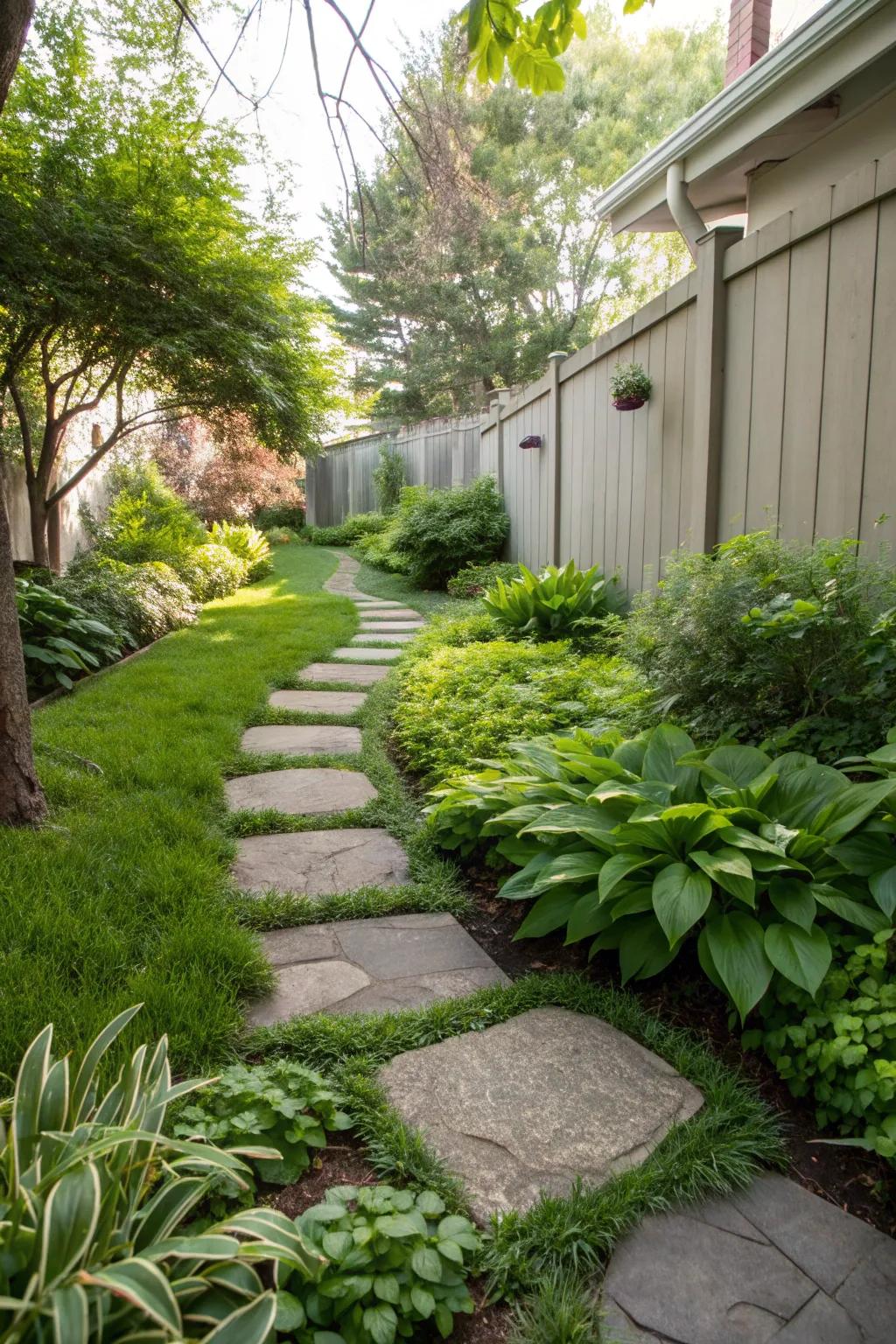 Stepping stone pathways add charm and function to your side yard.