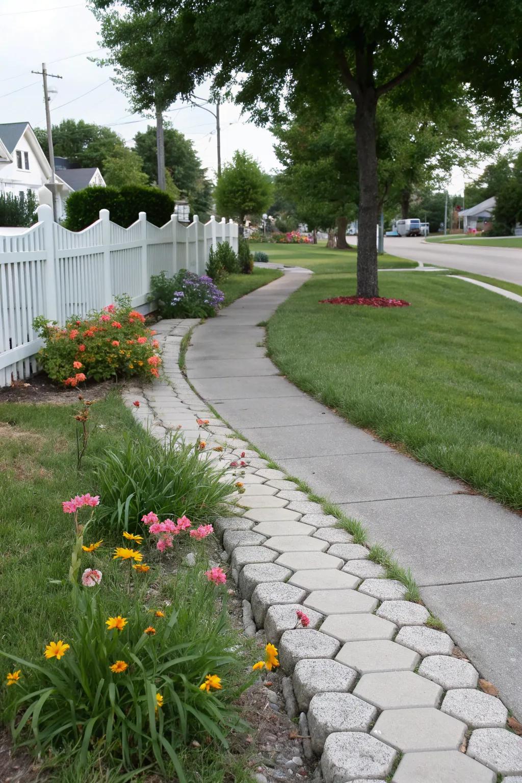 Scalloped stones add elegance to any sidewalk.
