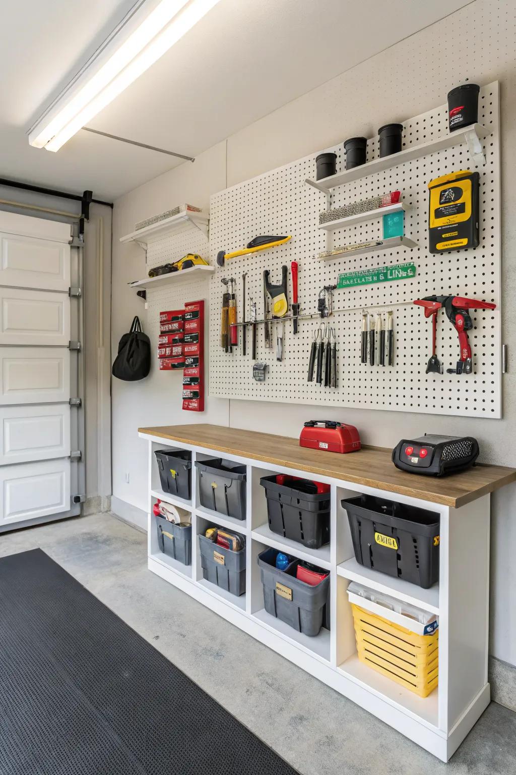 Wall storage solutions keep your garage organized and efficient.