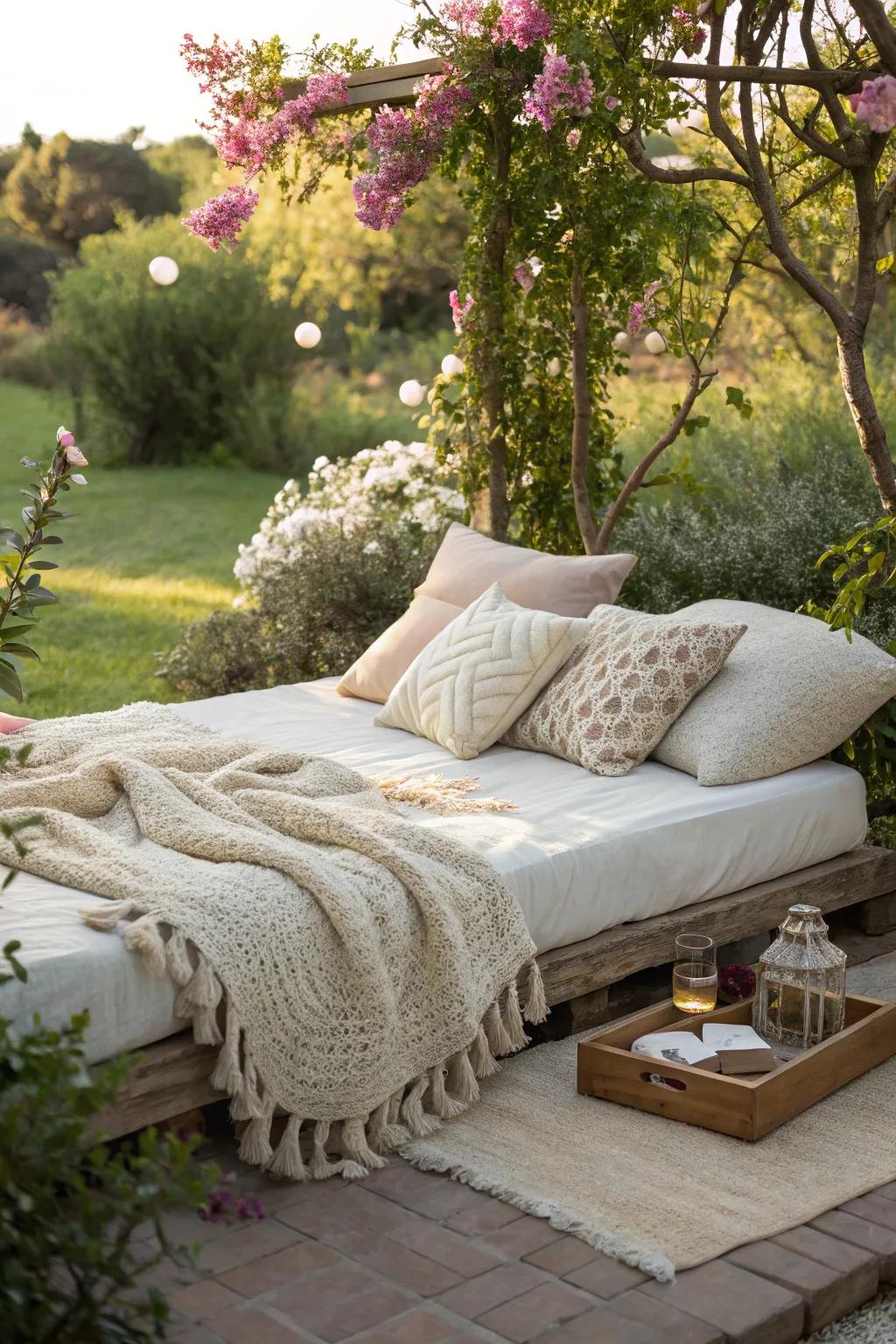 Soft bedding makes for a perfect night's sleep under the stars.