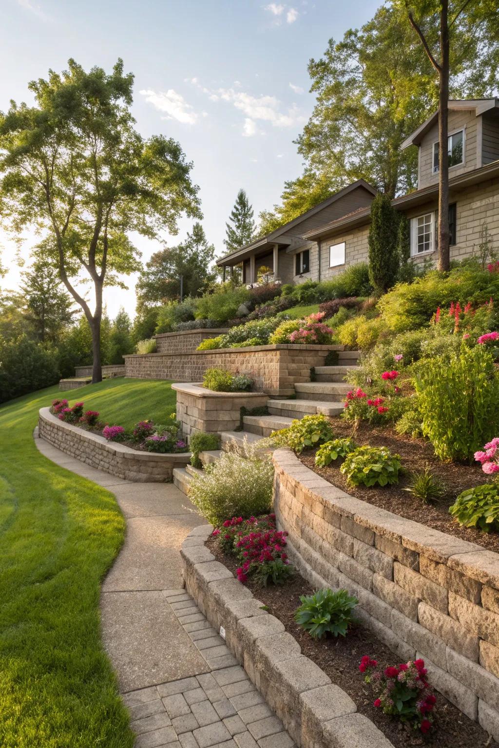 Terracing transforms slopes into structured beauty.