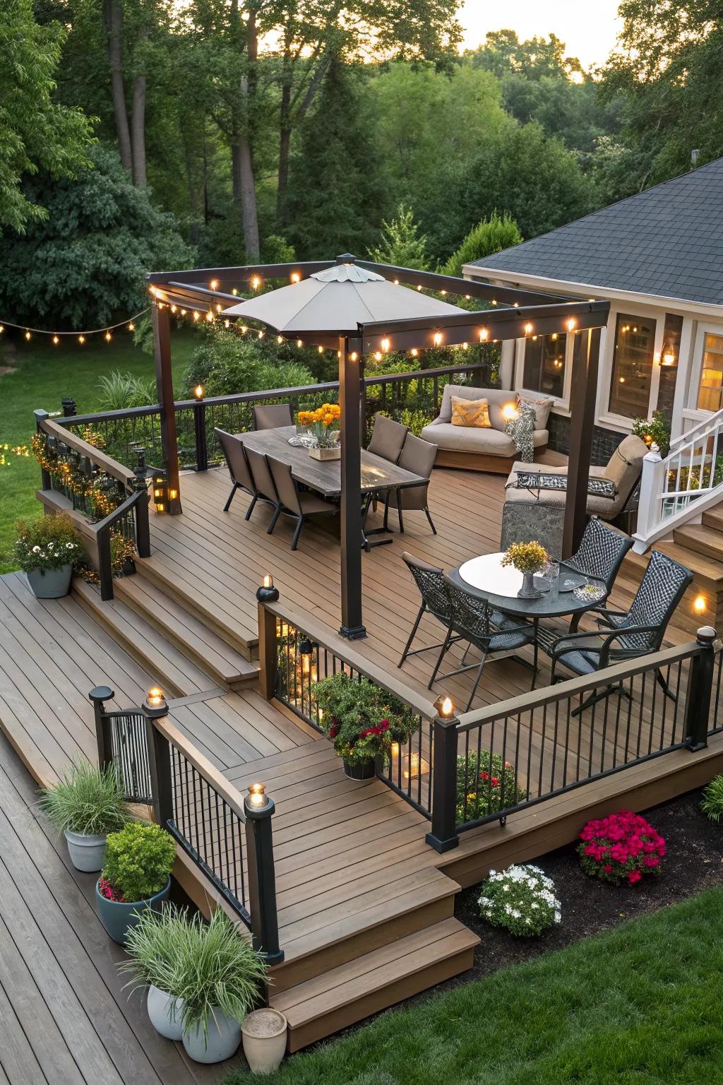 Multi-level decks can transform even the smallest backyard into a multi-functional space.