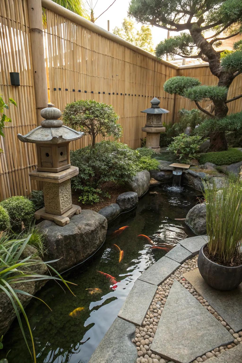 A Zen-inspired koi pond brings peace to any backyard.