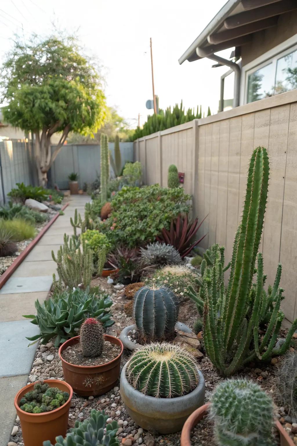 Cacti and succulents bring texture and color to a desert backyard.