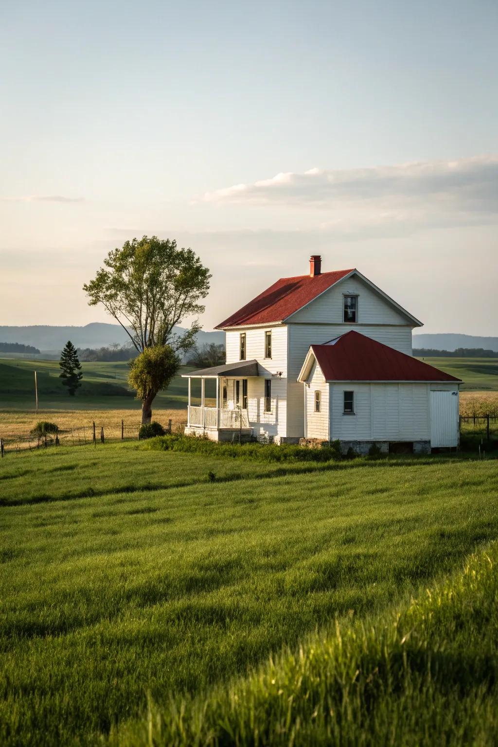 A minimalistic farmhouse with clean, simple lines