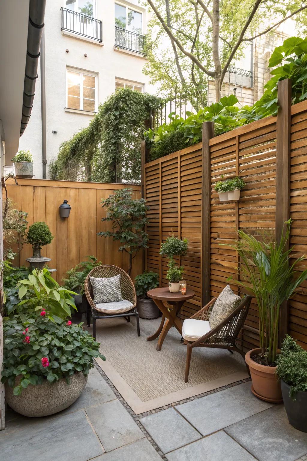Wooden screens can seamlessly integrate with your patio design.