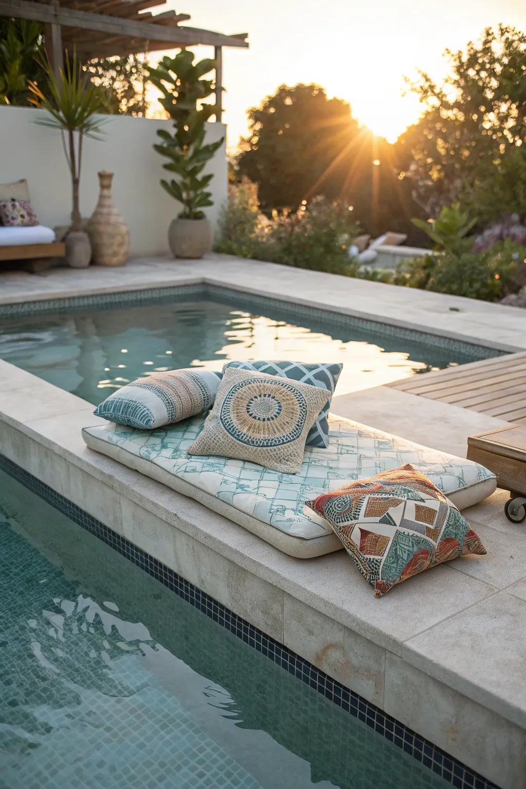 A cozy sun shelf nook with cushions for ultimate relaxation.