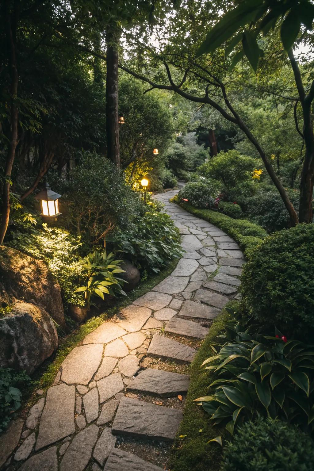 A stone pathway leads you to peace and tranquility.