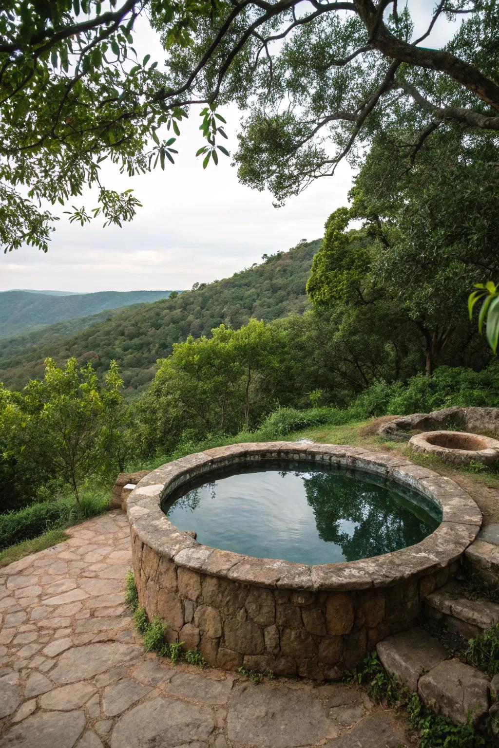 A rustic stone finish adds timeless elegance to your pool.