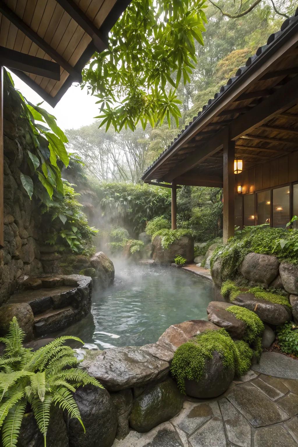 Natural integration enhances the relaxing ambiance of your spa.