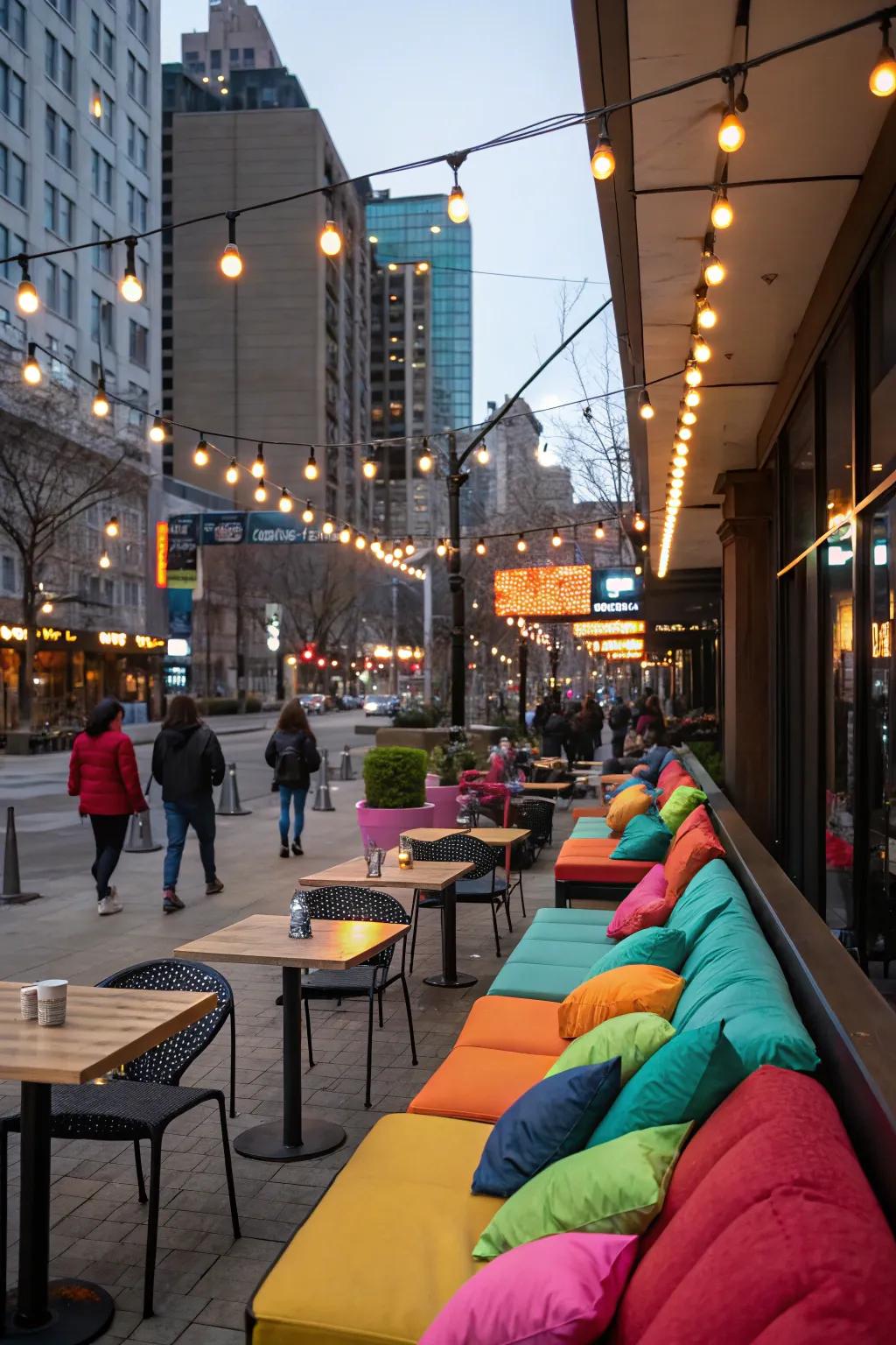 A cozy outdoor seating area perfect for enjoying the game under the stars.
