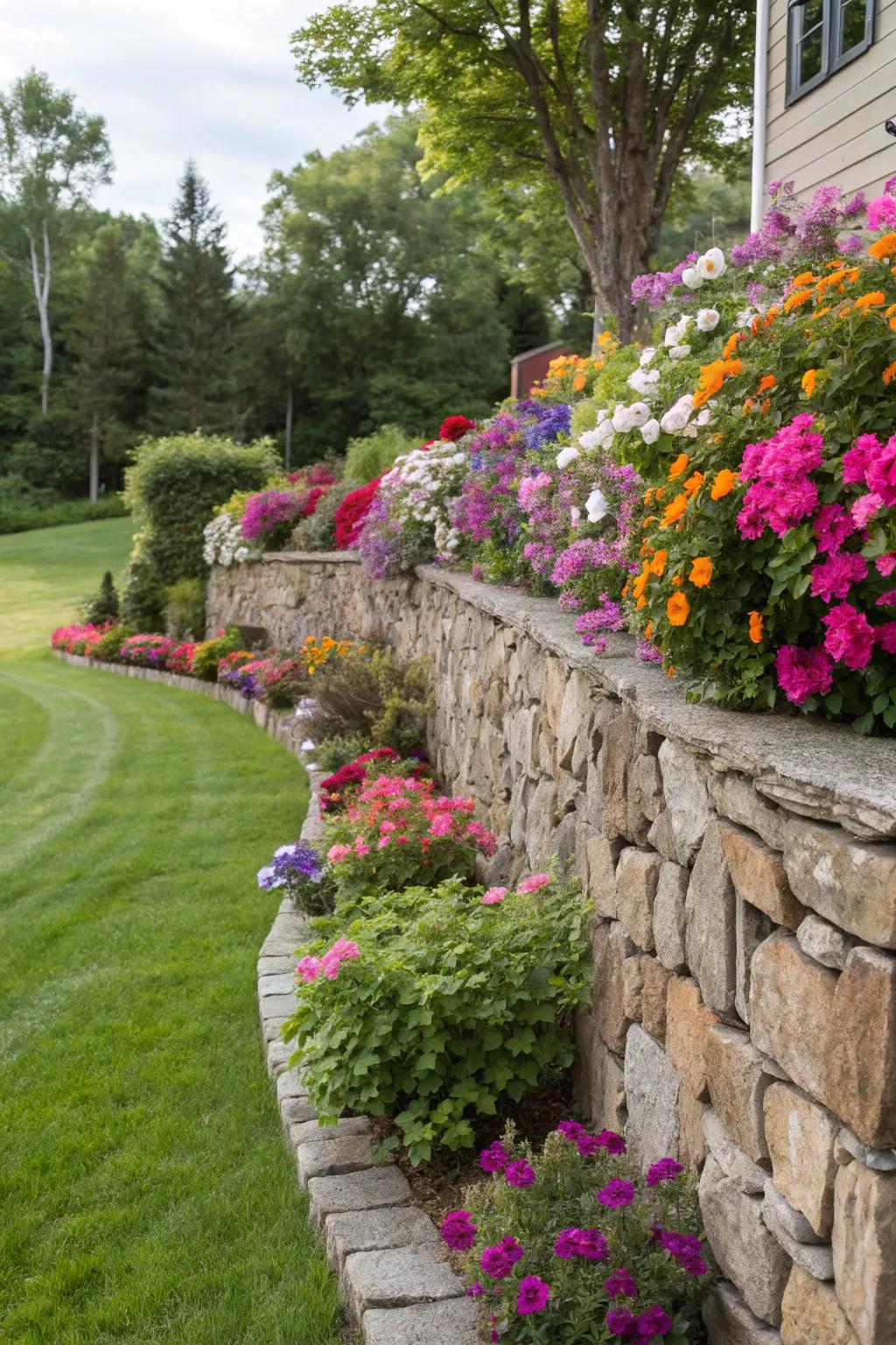 Natural stone walls bring timeless beauty to any garden.