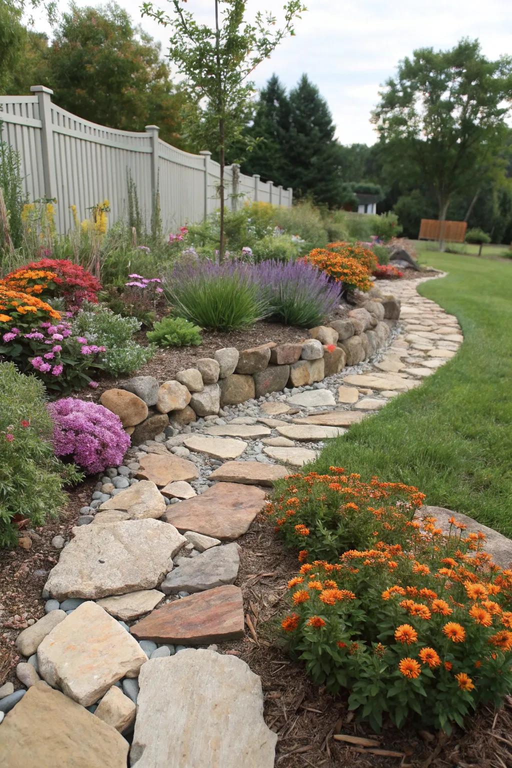 Rustic charm with natural stone edging.