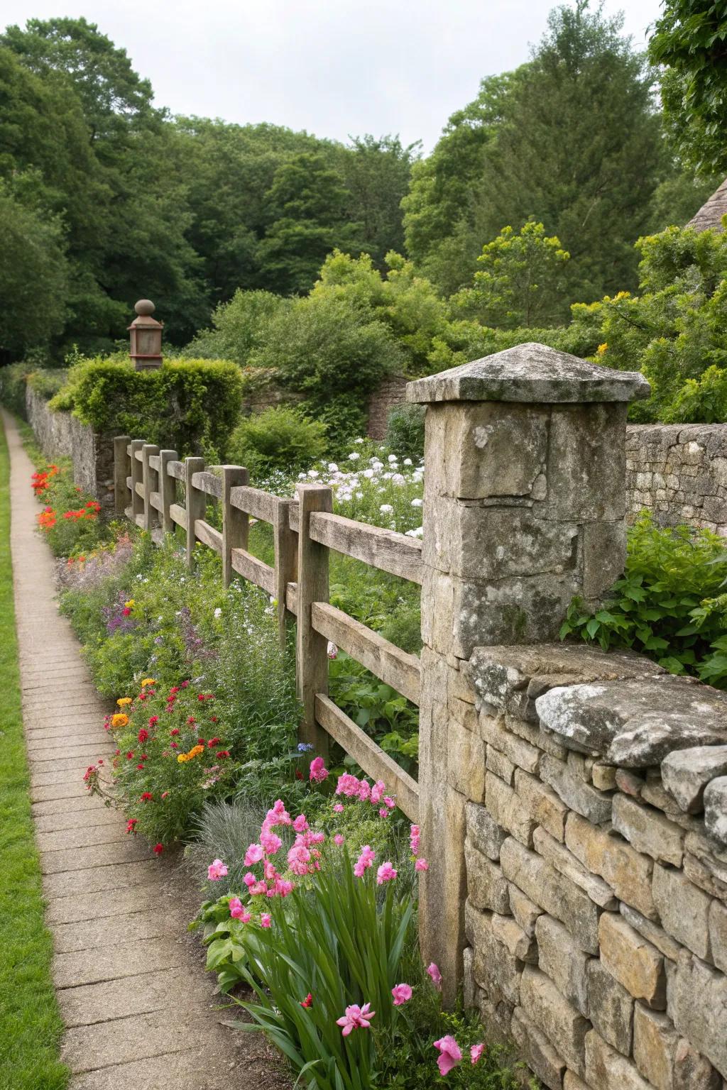 Timeless elegance with a classic stone and wood combination.