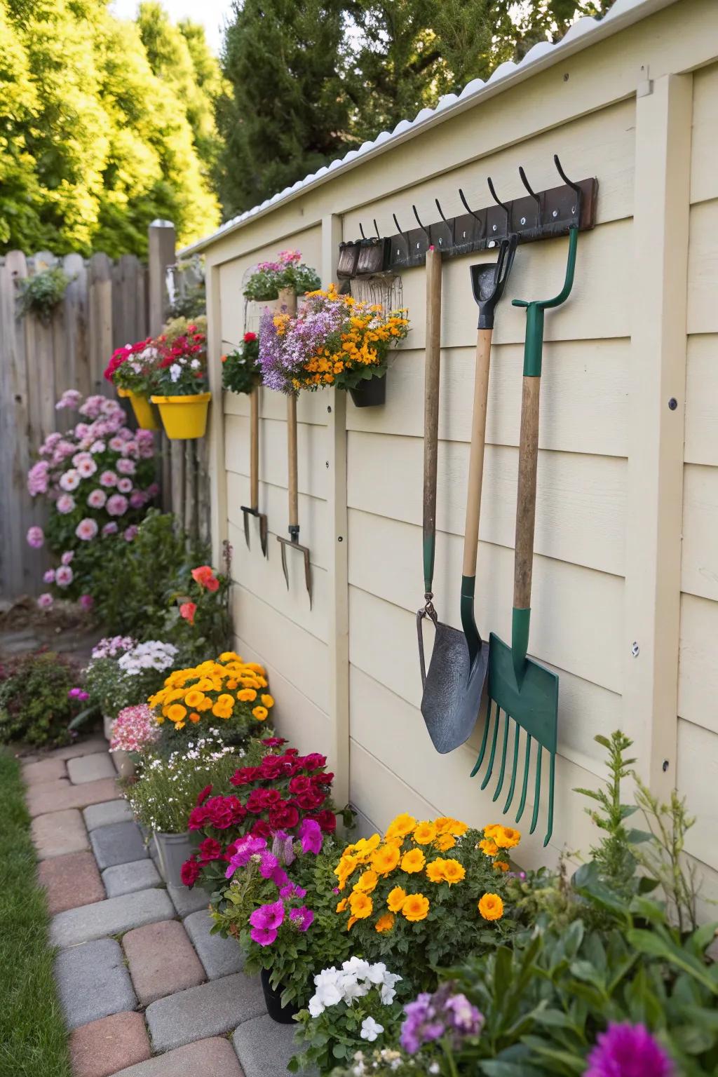 Efficiently organize your tools with stylish wall-mounted racks.