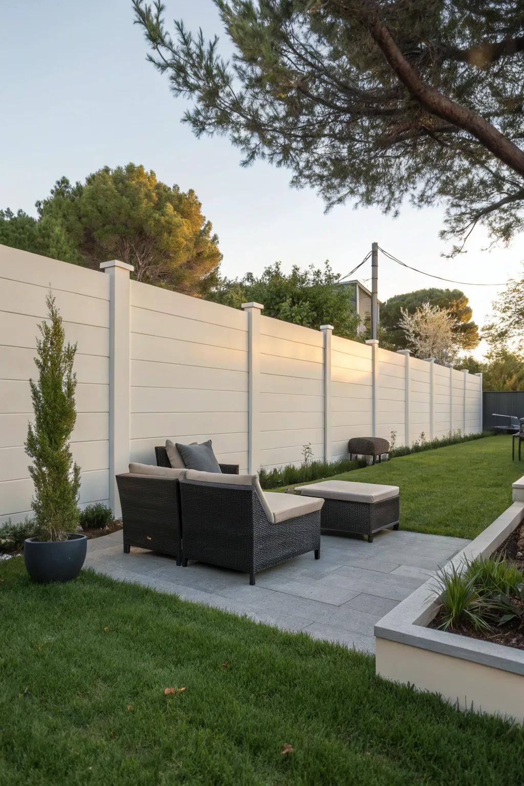 Smooth stucco fence with minimalist elegance.