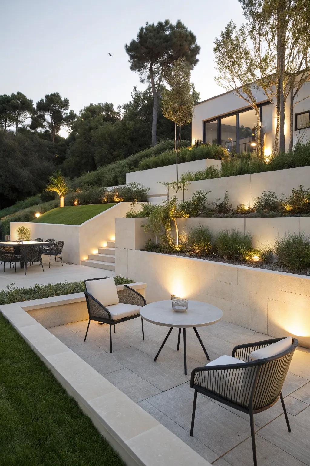 Sleek and stylish stucco walls for a modern garden vibe.